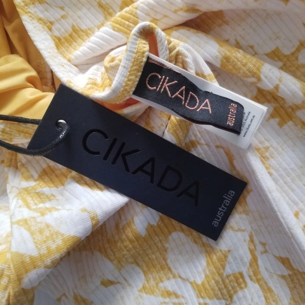 CIKADA Australia Floral Ribbed Yellow One Piece Swimsuit Size 4